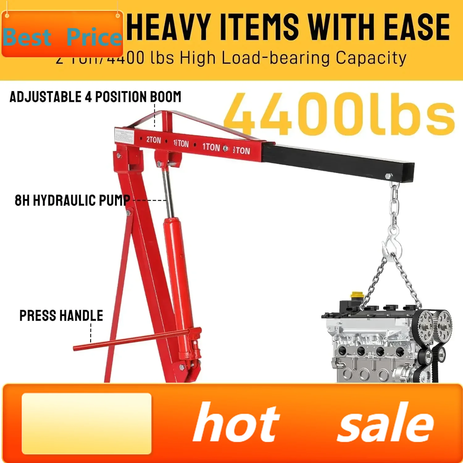 Hydraulic Floor Jack - BestsellerEngine Hoist 2 TON Folding Hydraulic