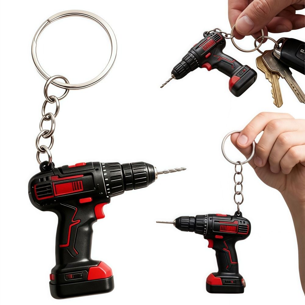 Mini Electric Drill-shaped Key - Heavy Equipment Key Ring 评论和价格