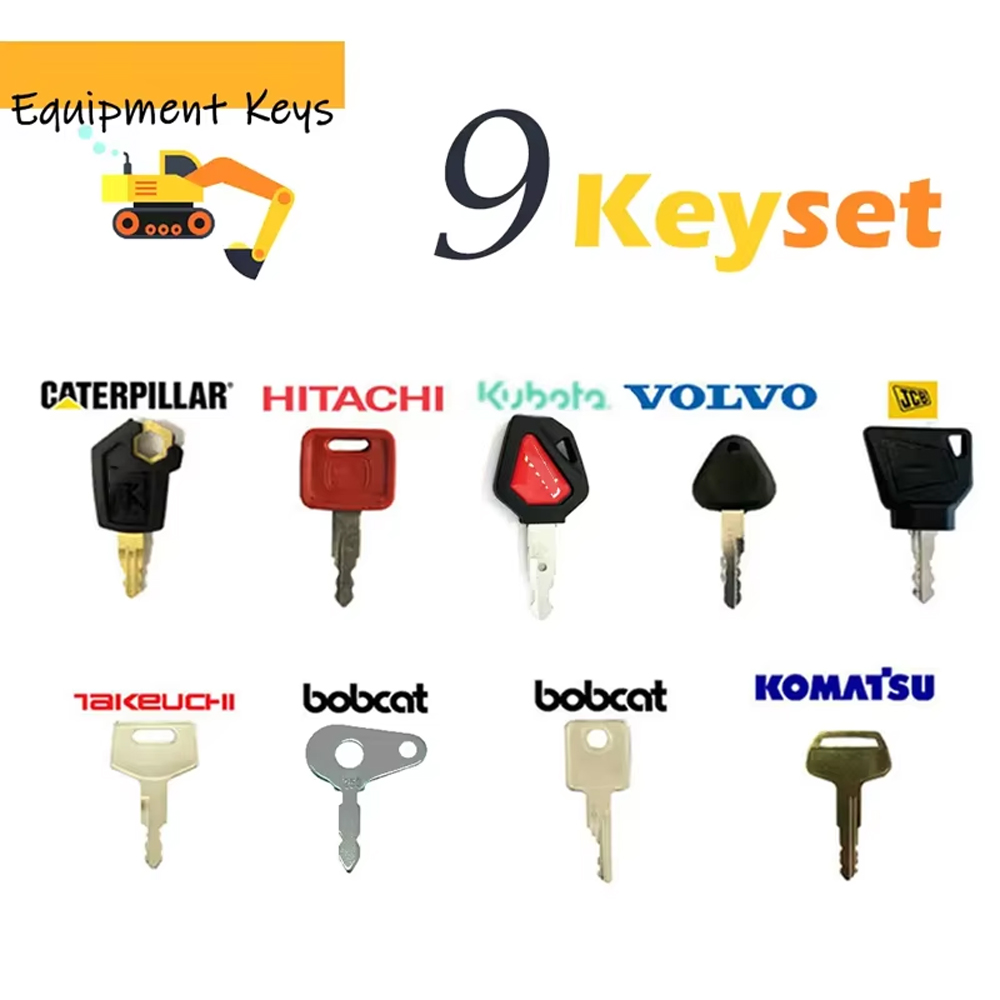 9PCS Master Plant Key Set Exca - Heavy Equipment Key Ring 评论和价格