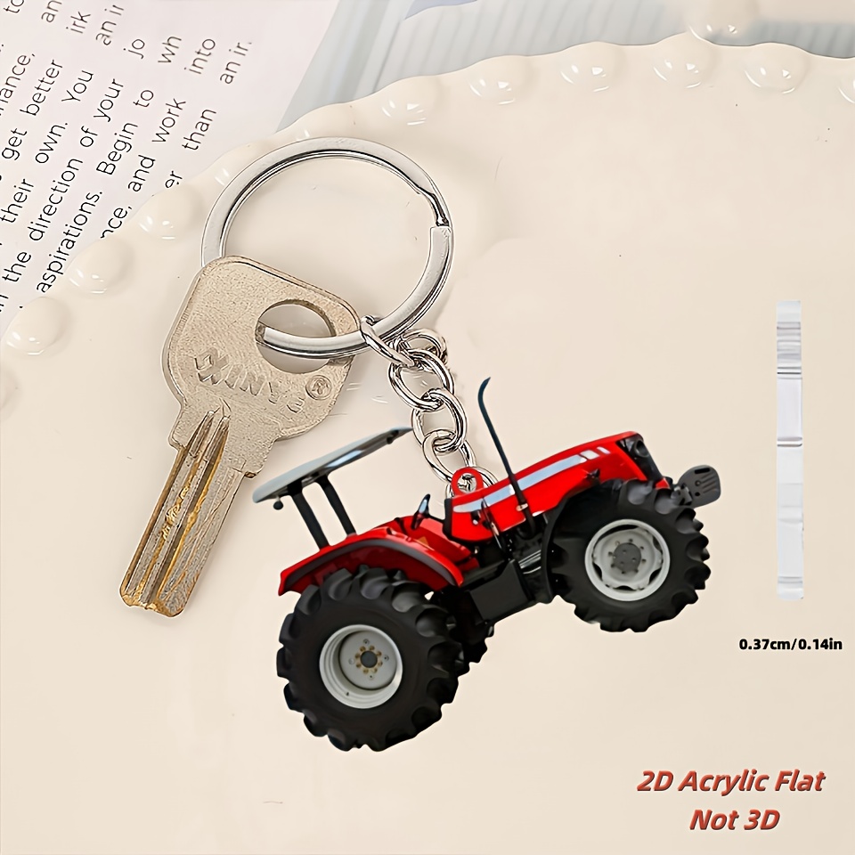 Vibrant Red Tractor Keychains  - Heavy Equipment Key Ring 评论和价格